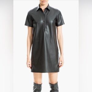 Max Studio Faux Leather Short Sleeve Shirtdress.